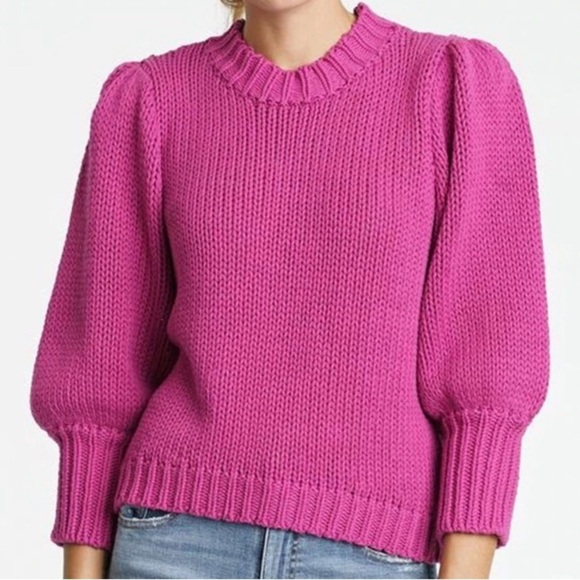 pistola Sweaters - Pistola Gabbie Wild Orchid Puff Sleeve Chunky Knit Sweater (xs) Anthropology